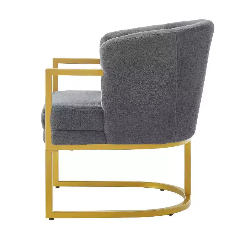 Christopher Knight Home Kaelis Modern Faux Fur Upholstered Accent Chair with Curved Backrect and Metal Frame
