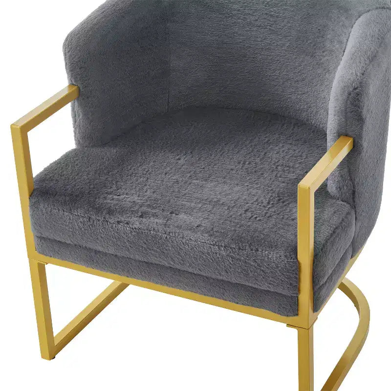 Christopher Knight Home Kaelis Modern Faux Fur Upholstered Accent Chair with Curved Backrect and Metal Frame