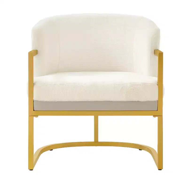 Christopher Knight Home Kaelis Modern Faux Fur Upholstered Accent Chair with Curved Backrect and Metal Frame