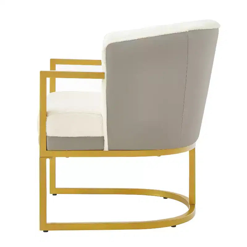 Christopher Knight Home Kaelis Modern Faux Fur Upholstered Accent Chair with Curved Backrect and Metal Frame