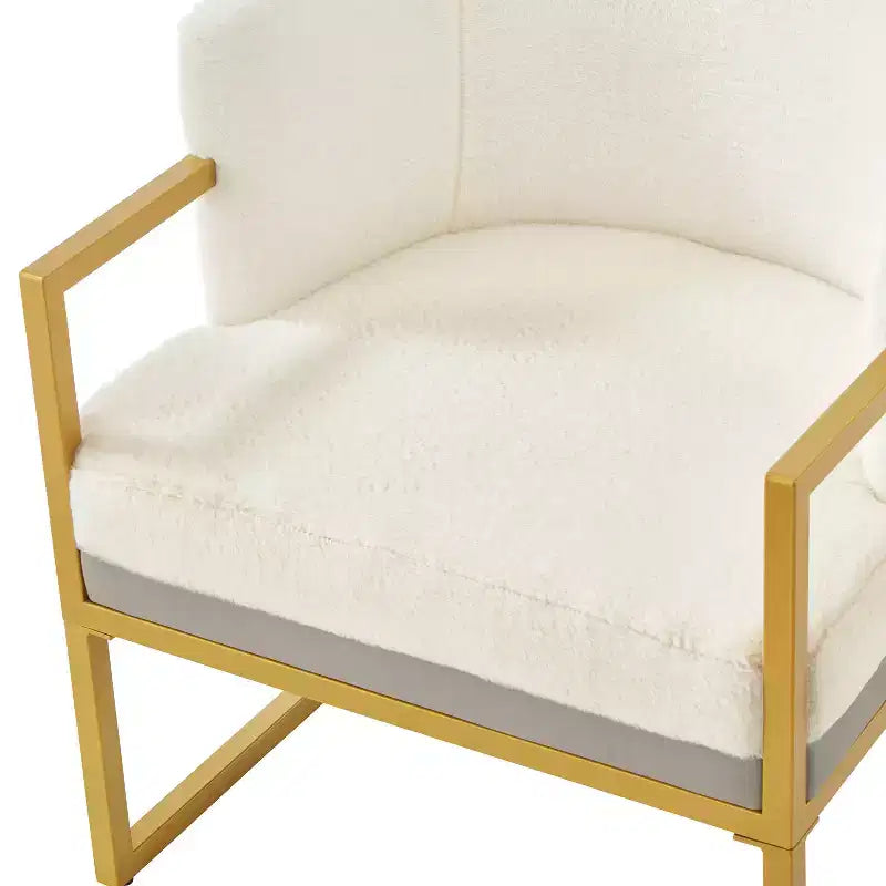 Christopher Knight Home Kaelis Modern Faux Fur Upholstered Accent Chair with Curved Backrect and Metal Frame