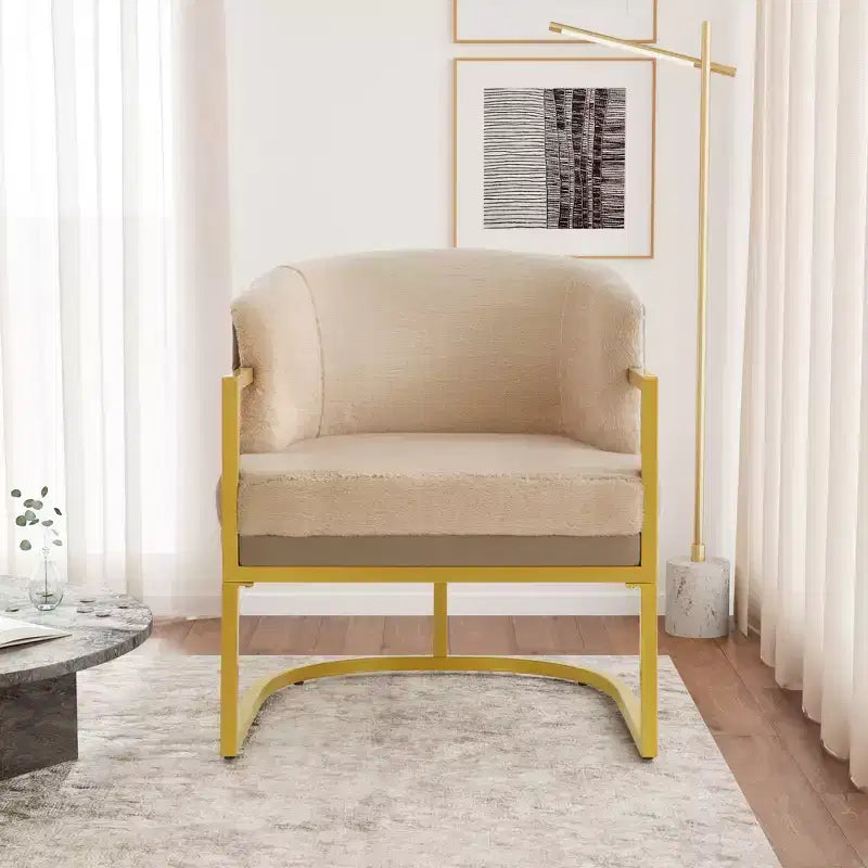 Christopher Knight Home Kaelis Modern Faux Fur Upholstered Accent Chair with Curved Backrect and Metal Frame
