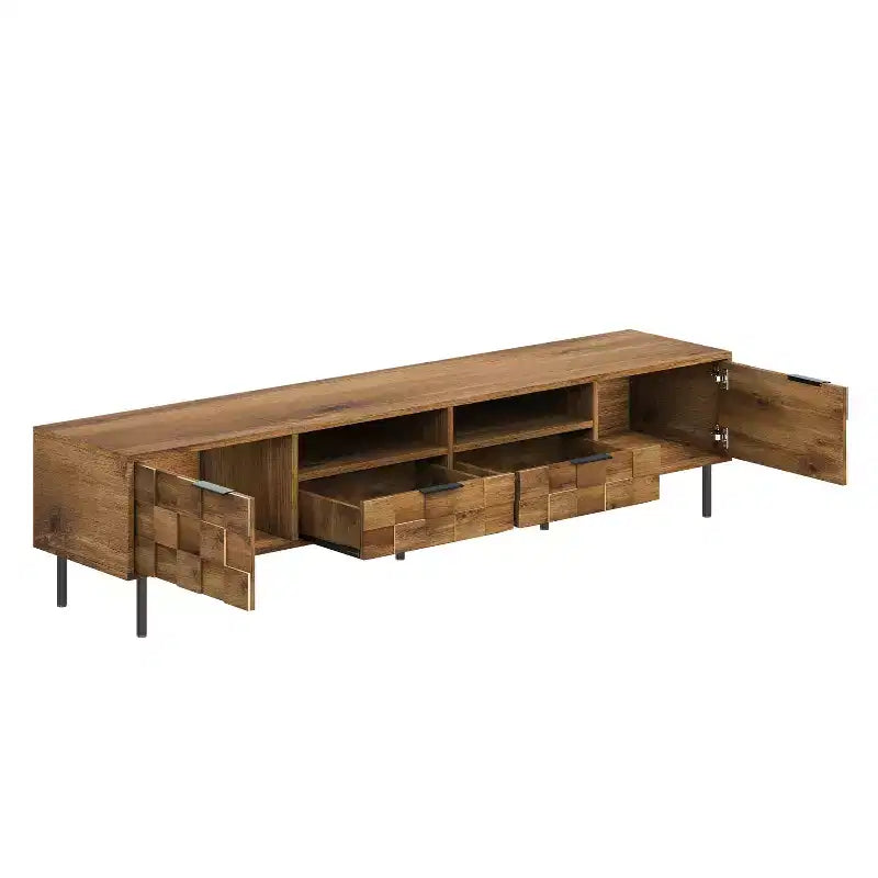 JVNOXK 78.70 inch Mid Century TV Stand with 2 Drawers, Media Console Table for TVs up to 85'', Entertainment Center with Storage for Living room