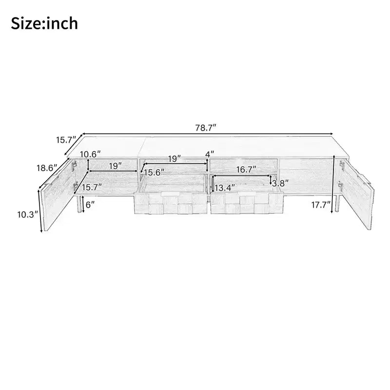 JVNOXK 78.70 inch Mid Century TV Stand with 2 Drawers, Media Console Table for TVs up to 85'', Entertainment Center with Storage for Living room