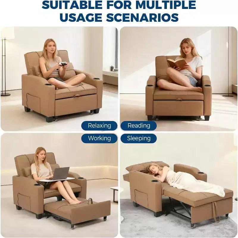 COZONY 3 in 1 Convertible Sofa Bed, Multi Functional Sleeper for Living Room Guest Room Apartment