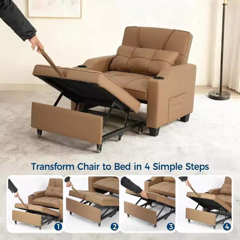 COZONY 3 in 1 Convertible Sofa Bed, Multi Functional Sleeper for Living Room Guest Room Apartment