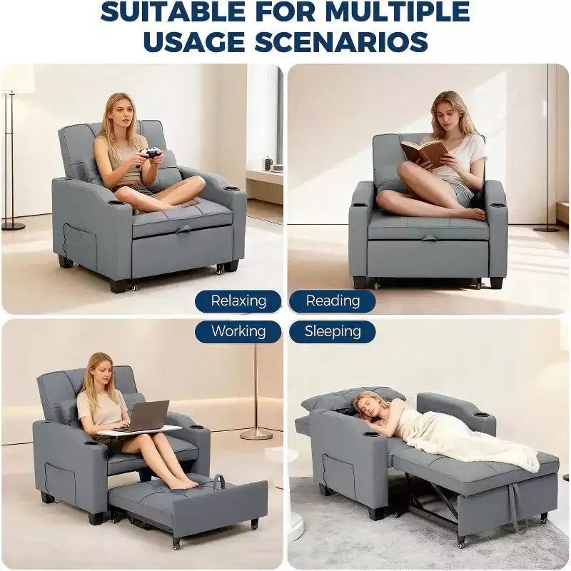 COZONY 3 in 1 Convertible Sofa Bed, Multi Functional Sleeper for Living Room Guest Room Apartment