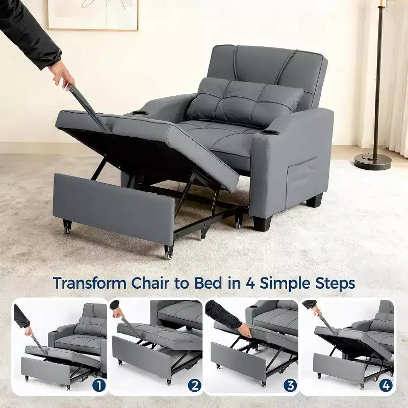 COZONY 3 in 1 Convertible Sofa Bed, Multi Functional Sleeper for Living Room Guest Room Apartment