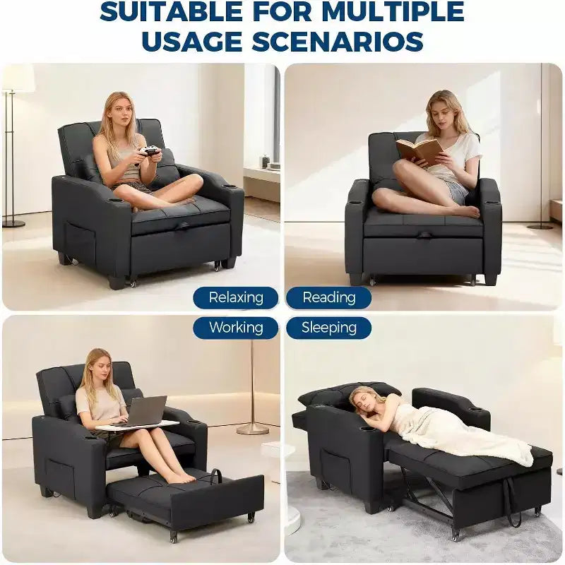 COZONY 3 in 1 Convertible Sofa Bed, Multi Functional Sleeper for Living Room Guest Room Apartment