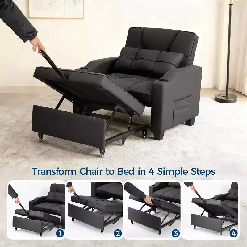 COZONY 3 in 1 Convertible Sofa Bed, Multi Functional Sleeper for Living Room Guest Room Apartment