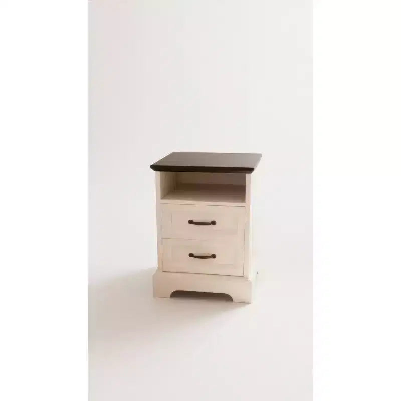 GustoWave Farmhouse Rustic Nightstands  Modern Wood Bedside Tables with 2 Drawers, White Accent Side Tables for Bedroom or Living Room