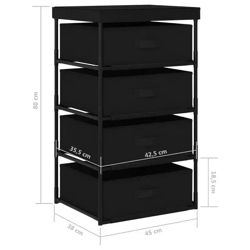 vidaXL Storage Rack Black Steel, fabric (100% polyester) Medium