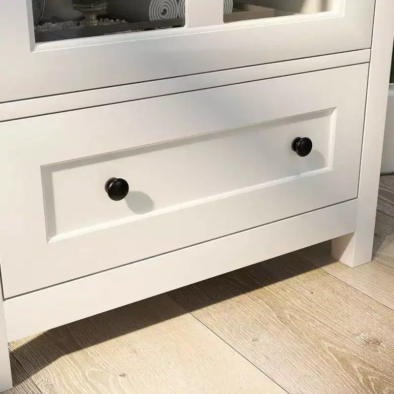 MAYEERTY Buffet Storage Cabinet, Single Glass Door with Unique Bell Handle for Home
