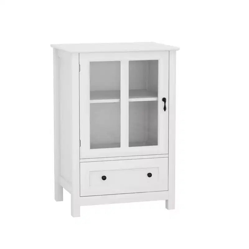 MAYEERTY Buffet Storage Cabinet, Single Glass Door with Unique Bell Handle for Home
