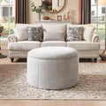 Large Round Storage Ottoman Coffee Table, Upholstered Chenille Footrest Ottoman Storage with Removable Top for Living Room, Bedroom