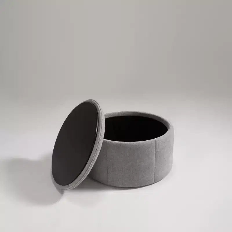 Grand pouf ottoman de rangement rond, table basse, ottoman de rangement rembourré en chenille avec couvercle amovible pour salon, chambre à coucher