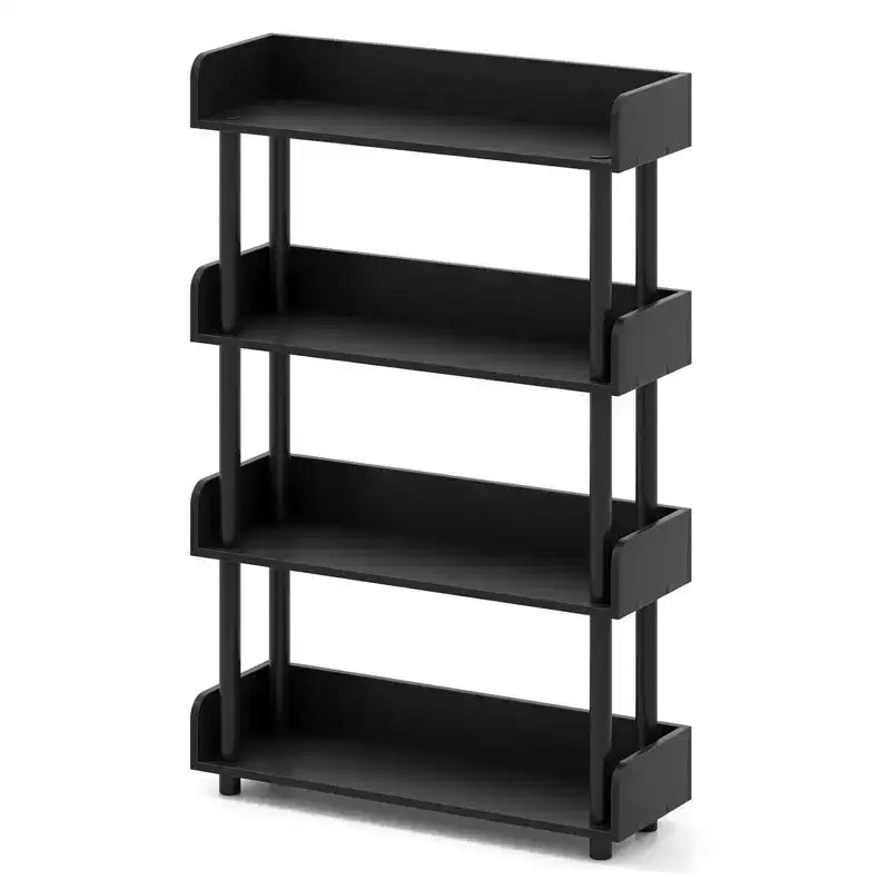 Costway 1/2 PCS 4-Tier Bookshelf with Anti-Tipping Kit Industrial Storage Unit for Living Room Rustic Brown/Black