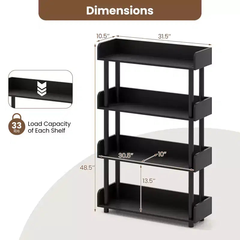 Costway 1/2 PCS 4-Tier Bookshelf with Anti-Tipping Kit Industrial Storage Unit for Living Room Rustic Brown/Black