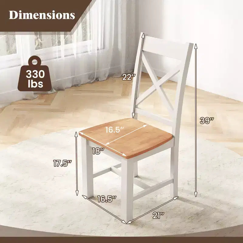 Costway Modern Wooden Dining Chairs Set of 2 w/ High Back Rubber Wood Frame Armless
