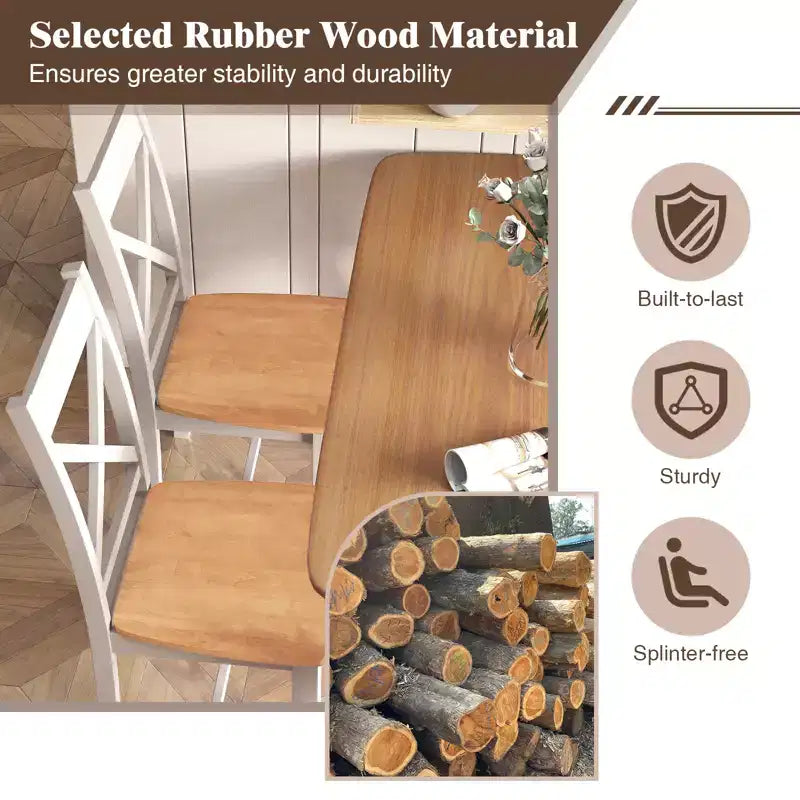 Costway Modern Wooden Dining Chairs Set of 2 w/ High Back Rubber Wood Frame Armless