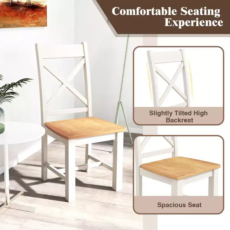 Costway Modern Wooden Dining Chairs Set of 2 w/ High Back Rubber Wood Frame Armless