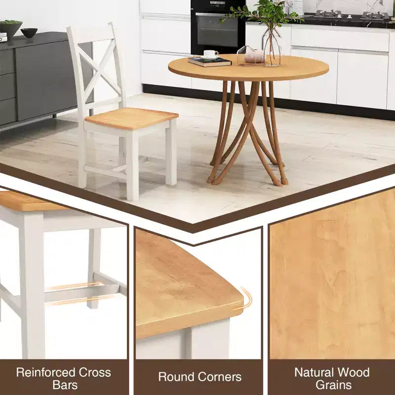 Costway Modern Wooden Dining Chairs Set of 2 w/ High Back Rubber Wood Frame Armless