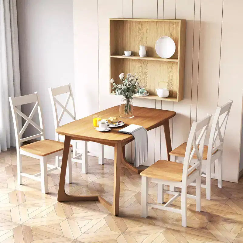 Costway Modern Wooden Dining Chairs Set of 2 w/ High Back Rubber Wood Frame Armless