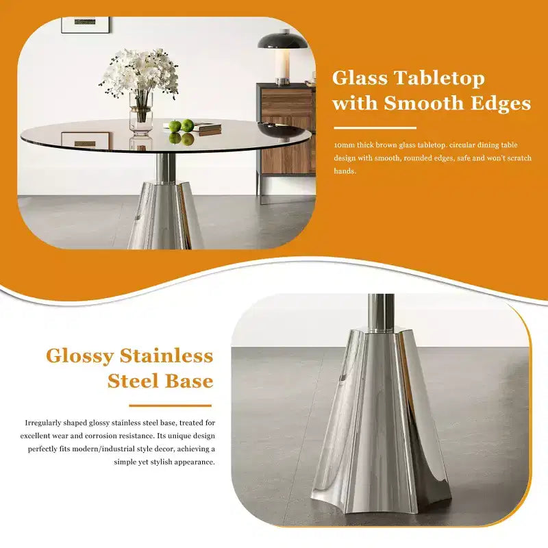 Ensemble de salle à manger rond 5 pièces GDFStudio Lenhart du milieu du siècle avec table en verre de 35 pouces et 4 chaises ergonomiques