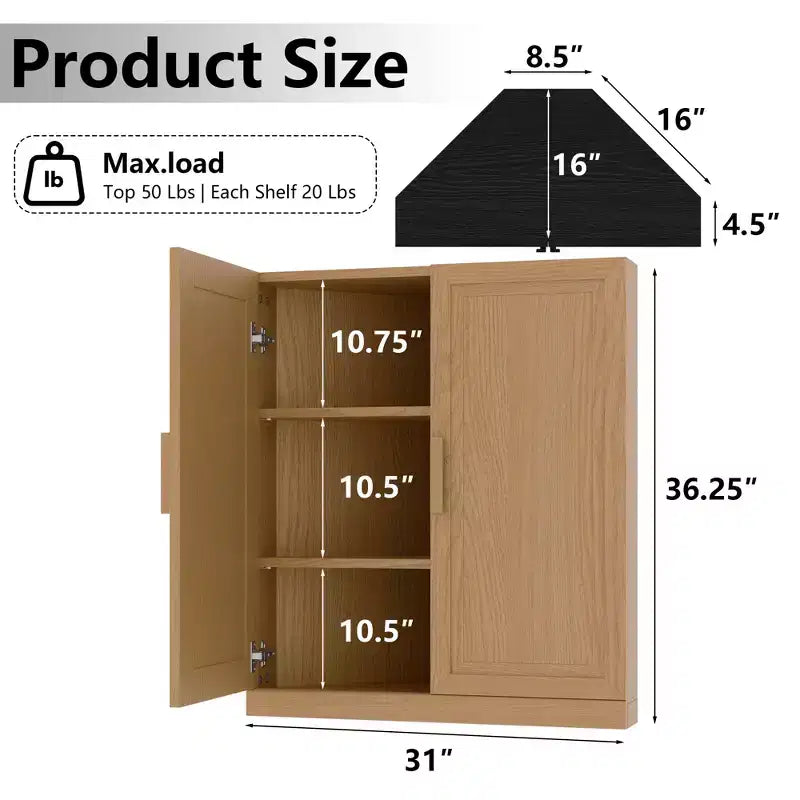 MAYEERTY Modern 2 Doors Utility Storage Cabinets Efficient Storage for Living Room Dining Room Bedroom Beige