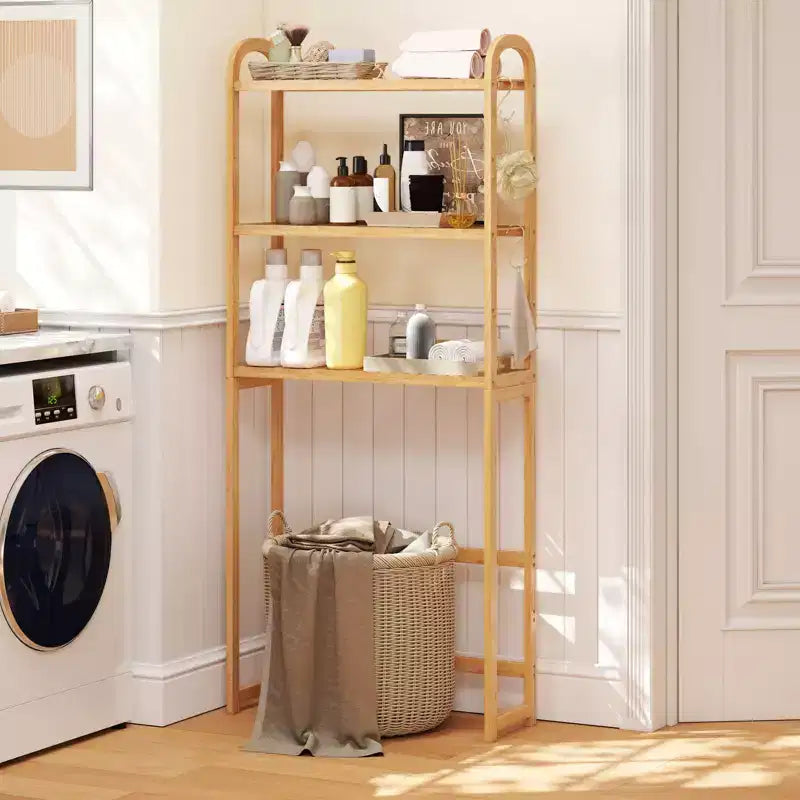 Étagère de rangement Costway en bambou pour toilettes avec 3 étagères ouvertes réglables