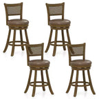 Costway Set of 4 Bar Stools 25 Swivel Bar Chairs w/ PE Rattan Backrest Counter Height