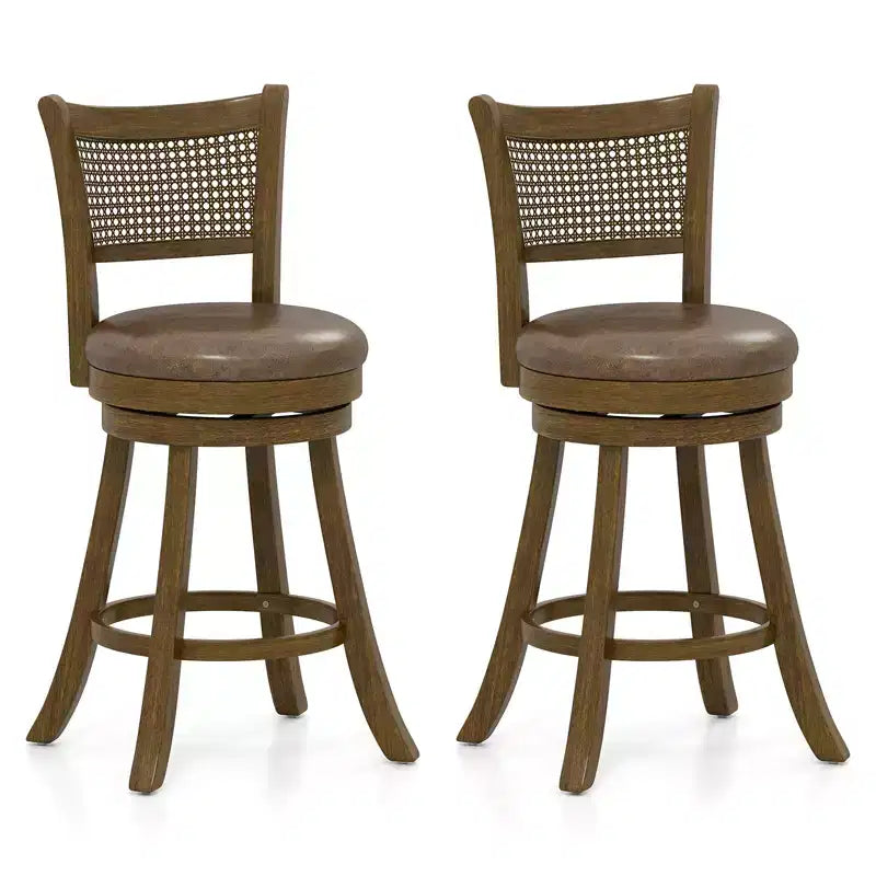 Sgabelli da Bar 25 Sedie da Bar Girevoli con Schienale in Rattan PE Altezza Bancone
