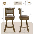 Sgabelli da Bar 25 Sedie da Bar Girevoli con Schienale in Rattan PE Altezza Bancone