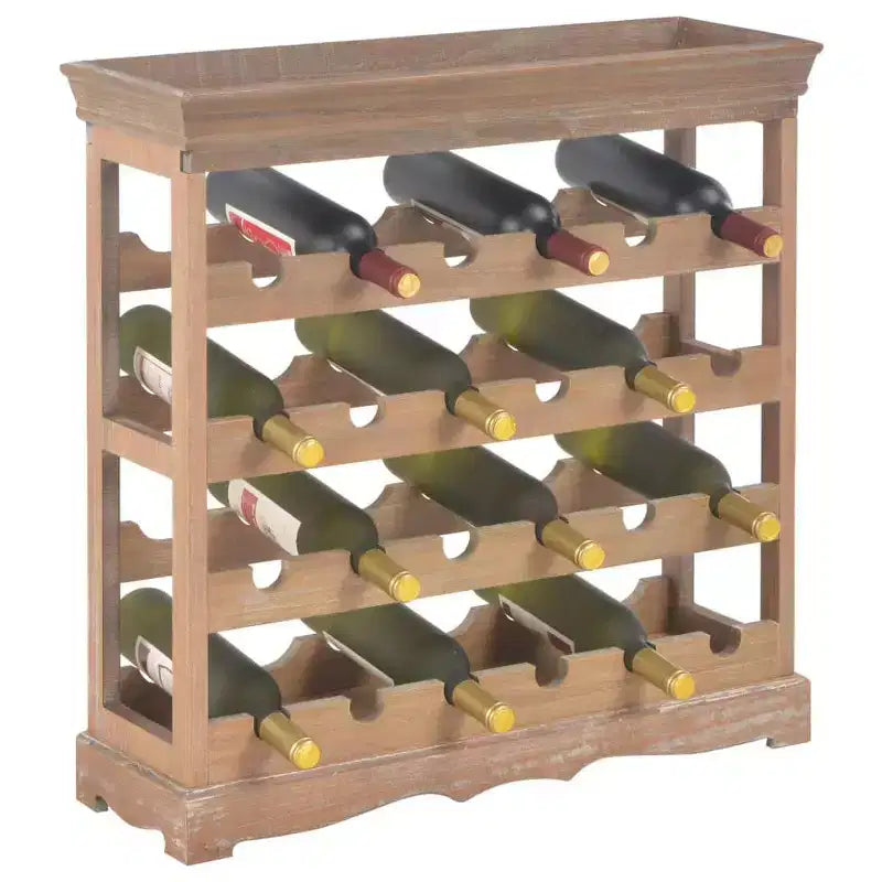 Cantinetta Portabottiglie da Terra con Vassoio Superiore, Mobile Portabottiglie da Pavimento, Legno Ingegnerizzato