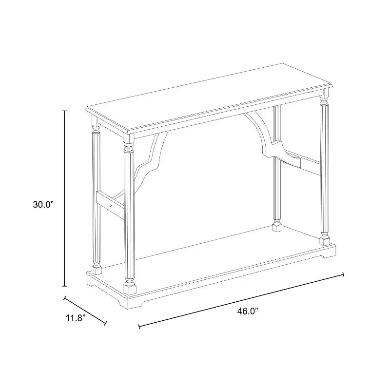 Consolle in legno con ripiano inferiore 45,9 L x 11,8 P x 29,9 H