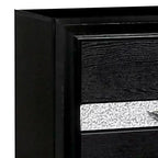 Comodino con profili argentati e 1 cassetto portagioie, nero