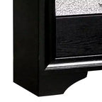 Comodino con profili argentati e 1 cassetto portagioie, nero