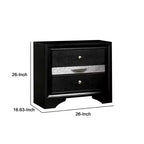Comodino con profili argentati e 1 cassetto portagioie, nero