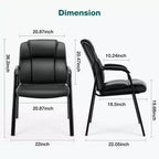 Fauteuil de réception sans roulettes, chaise d'invité classique en cuir PU avec pieds en métal, chaise de bureau robuste capacité 250 LB