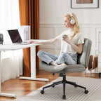 Fauteuil de bureau en cuir PU à roulettes pivotant en croix, avec hauteur réglable et support lombaire, sans accoudoirs, pour le gaming ou le bureau