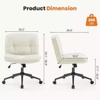 Fauteuil de bureau en cuir PU à roulettes pivotant en croix, avec hauteur réglable et support lombaire, sans accoudoirs, pour le gaming ou le bureau