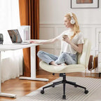 Fauteuil de bureau en cuir PU à roulettes pivotant en croix, avec hauteur réglable et support lombaire, sans accoudoirs, pour le gaming ou le bureau