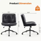 Fauteuil de bureau en cuir PU à roulettes pivotant en croix, avec hauteur réglable et support lombaire, sans accoudoirs, pour le gaming ou le bureau