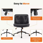 Fauteuil de bureau en cuir PU à roulettes pivotant en croix, avec hauteur réglable et support lombaire, sans accoudoirs, pour le gaming ou le bureau