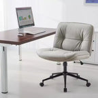 Fauteuil de bureau en cuir PU à roulettes pivotant en croix, avec hauteur réglable et support lombaire, sans accoudoirs, pour le gaming ou le bureau