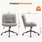 Fauteuil de bureau en cuir PU à roulettes pivotant en croix, avec hauteur réglable et support lombaire, sans accoudoirs, pour le gaming ou le bureau