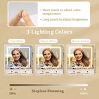 Toilette con sgabello imbottito Tavolo da trucco con illuminazione regolabile e luminosità.