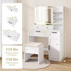 Toilette con sgabello imbottito Tavolo da trucco con illuminazione regolabile e luminosità.