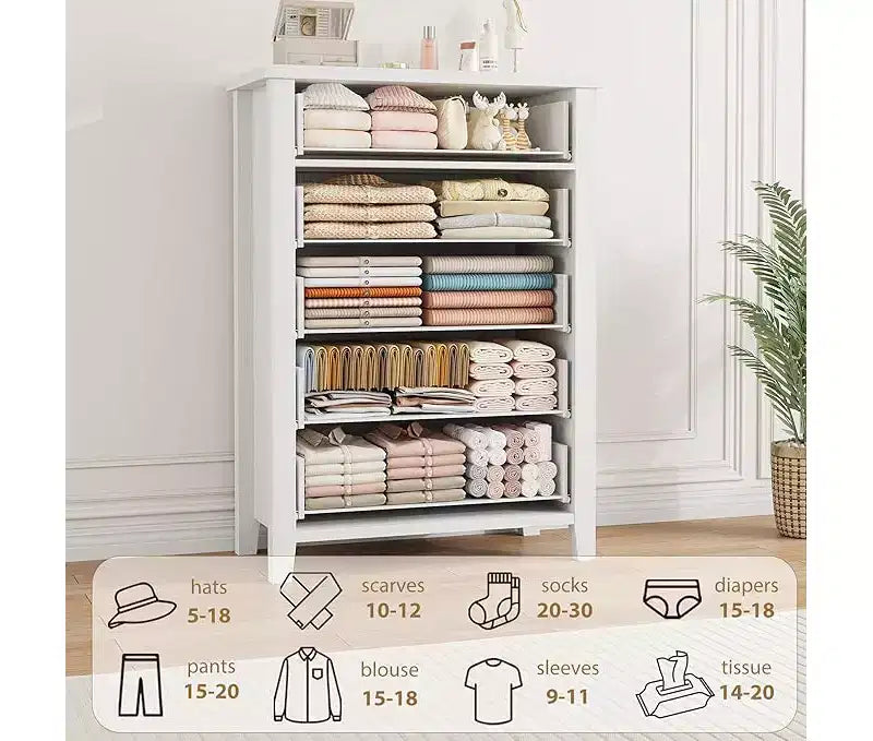 Cassettiera a 5 cassetti per camera da letto, comodino a 5 cassetti marrone con elegante design a V, organizer in legno per soggiorno, cameretta dei bambini