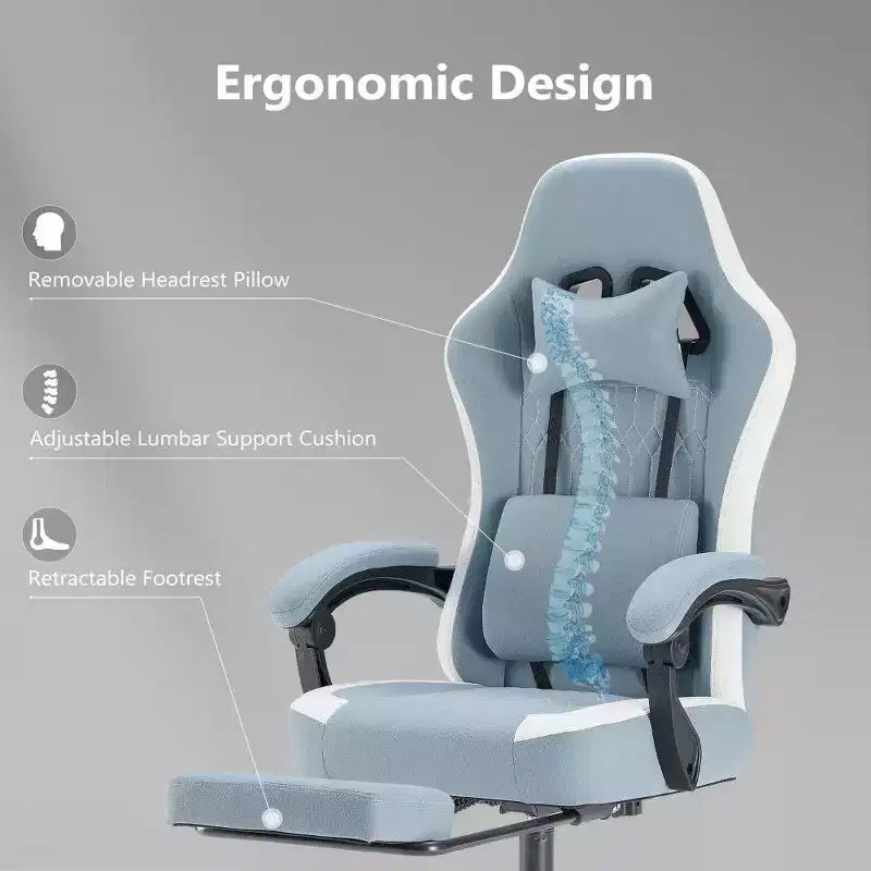 Sedia da ufficio ergonomica con sedile a molle insacchettate, sedia da gaming con capacità di 136 kg, cuscino lombare regolabile e poggiapiedi per adulti e studenti